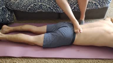 Interrupting Yoga For a Kitten Massage & Footjob