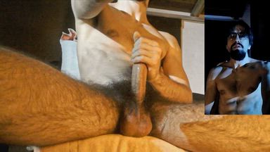 jerking off hard cumming creamy on my bush