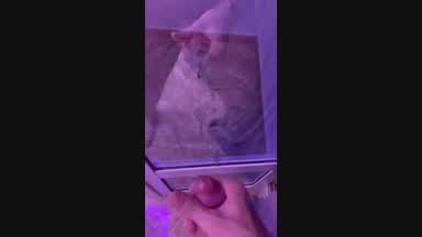 so much cum on the glass window