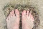 my feet in the sand of the sea for the first time
