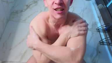 Shower show with huge CUMSHOT!