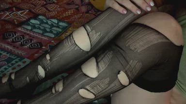 alice๐ โ Sexual stroking in torn black stockings