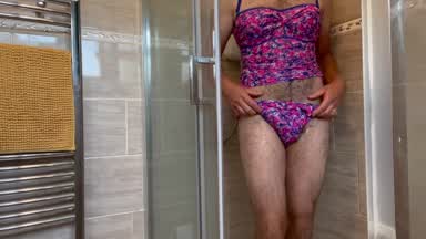 Cross Dressing Cum in Swimsuit