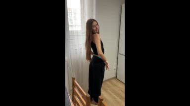 Margot teases all over the apartment in stockings