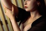 in a black negligee