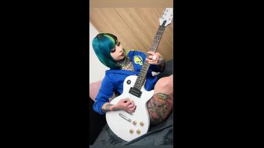 Playing guitar 🤍🩵