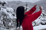 My red silhouette in the snow