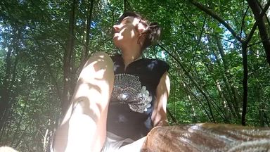 flashing breasts in a woods