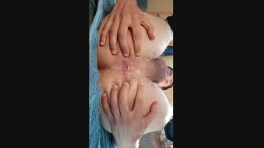 Hairy asshole closeup spreading