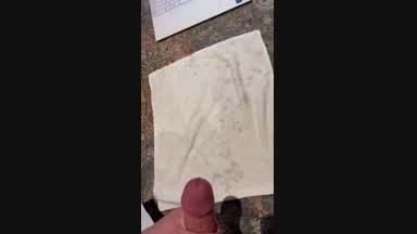 BIG BIG CUM SHOT on white towel - EDGED For 3 Days