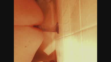 Fucking my clear rubber cock in the shower