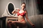 Hot photo shoot in red lingerie
