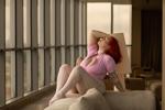 blush beauty in white pantyhose