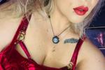 Cute Velvet Red Dress,Nude Nylons&RedVelvetHeels