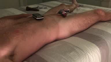Caged cock slave showing naked