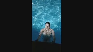 swinning in the pool naked 🍑