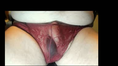 Huge come in tight red panties