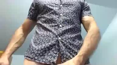 tear shirt with pump chest and jerk hard cock