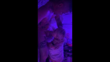 Pretty girl choking on cock