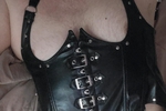 Black leather corset top