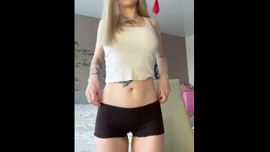 Striptease, masturbation, pussy close up