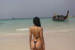 On a beach with me