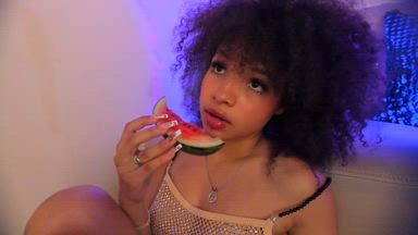 Eating sexy a Juicy watermelon