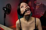 Mouth spreader and a LOT of cum and drool