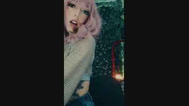 With pink hair