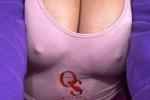 Hard Nipples In Mauve Halter Top & Out
