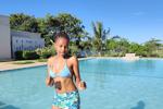by the pool