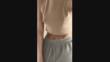 Dance withour bra under t-shirt