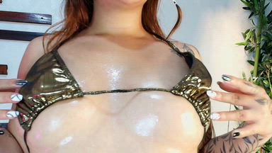Sensual stimulation of lubricated nipples