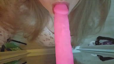 Licking and sucking my dildo