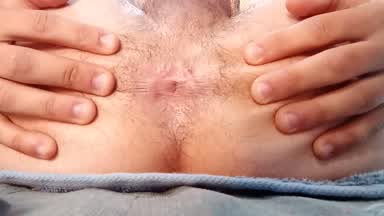 Hairy asshole closeup spreading 2