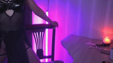 Red spanked ass and dildo in pussy. BDSM