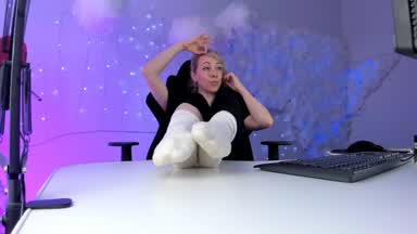 Sock striptease and foot flirting