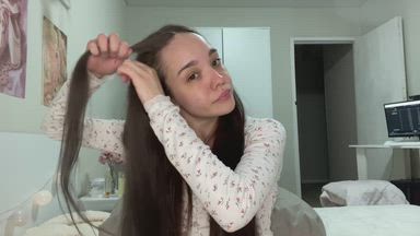 Making braids with my long hair