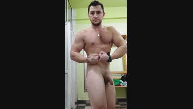 Naked in lockerRoom  Flexing