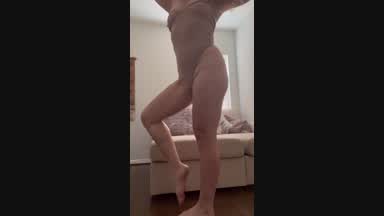 Some yoga in a thong bodysuit