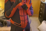 in a spidey suit COCK OUT