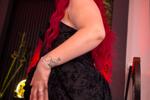 Red hair Black dress