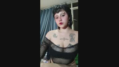Little gothic slut destroy holes for daddy