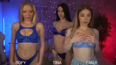Sofy Tina Emily blow job tease, cumshow with domi,
