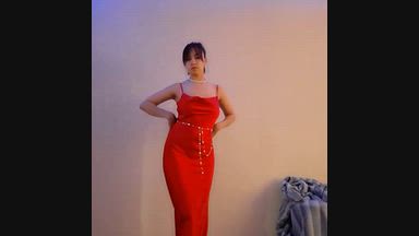 The girl in the red dress