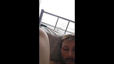Hubby getting anal with 9 inch dildo