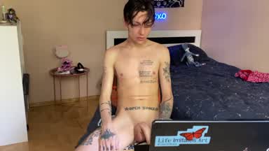 jerking off to porn after a shower