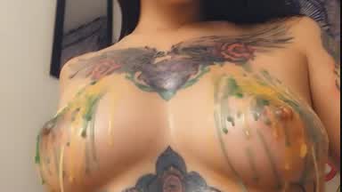 My tits cover with hot wax 🔥