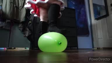 Naughty Elf Stomps Balloons
