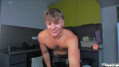 naughty nik โ show in latex pants, cum on pants